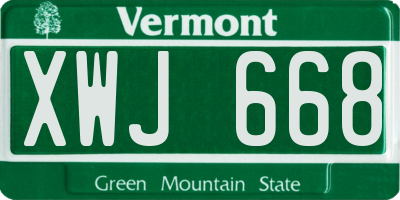 VT license plate XWJ668
