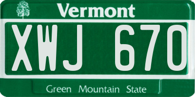 VT license plate XWJ670
