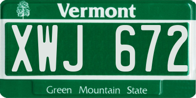 VT license plate XWJ672