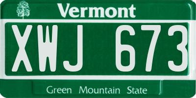 VT license plate XWJ673