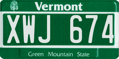 VT license plate XWJ674