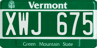 VT license plate XWJ675
