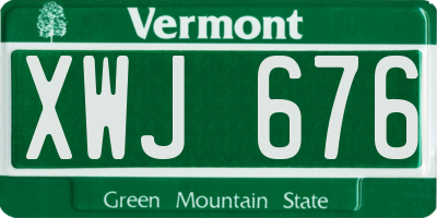 VT license plate XWJ676