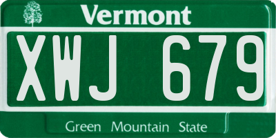 VT license plate XWJ679