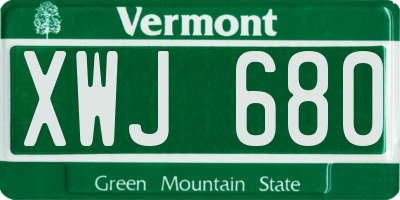 VT license plate XWJ680