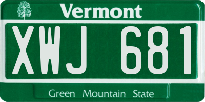 VT license plate XWJ681