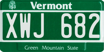 VT license plate XWJ682