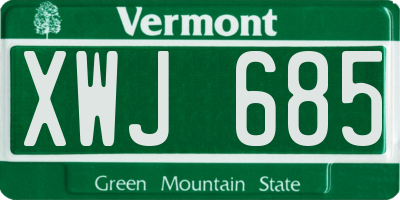 VT license plate XWJ685