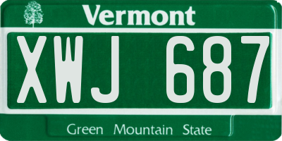VT license plate XWJ687