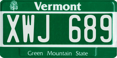 VT license plate XWJ689