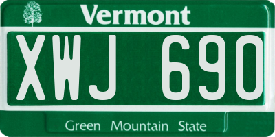 VT license plate XWJ690