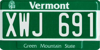 VT license plate XWJ691