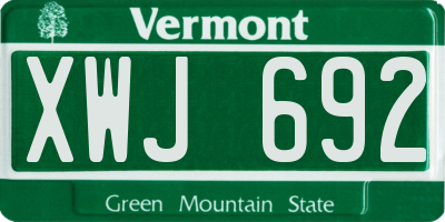 VT license plate XWJ692