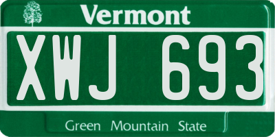 VT license plate XWJ693