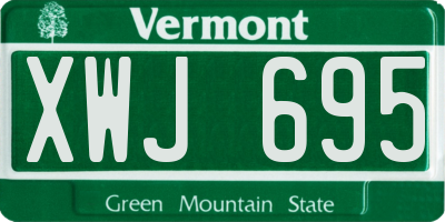 VT license plate XWJ695
