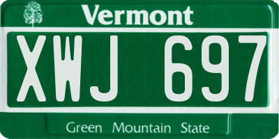 VT license plate XWJ697