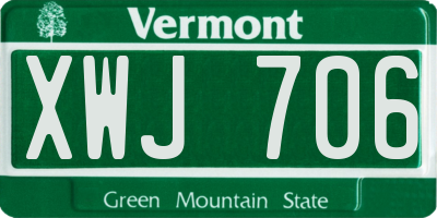 VT license plate XWJ706