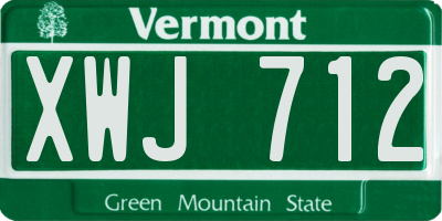 VT license plate XWJ712