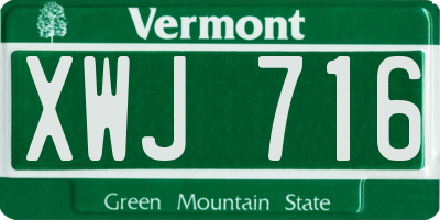 VT license plate XWJ716