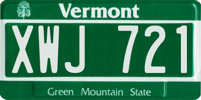 VT license plate XWJ721