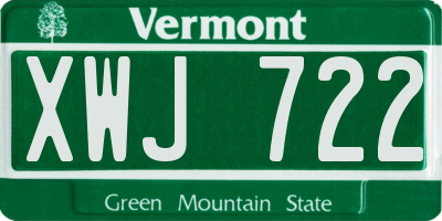 VT license plate XWJ722