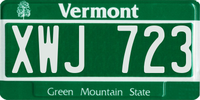 VT license plate XWJ723