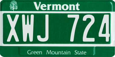 VT license plate XWJ724