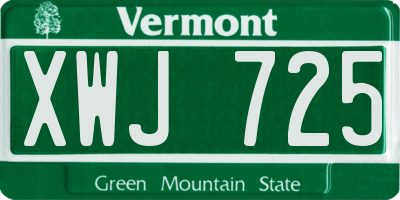 VT license plate XWJ725