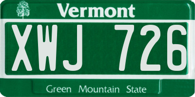 VT license plate XWJ726