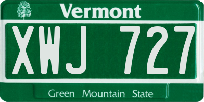 VT license plate XWJ727