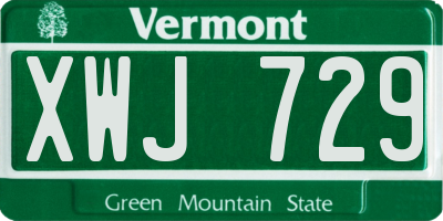 VT license plate XWJ729