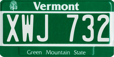 VT license plate XWJ732