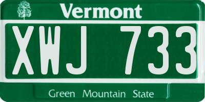 VT license plate XWJ733