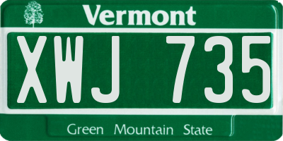 VT license plate XWJ735