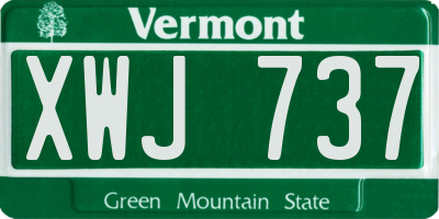 VT license plate XWJ737