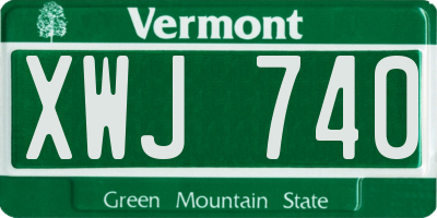 VT license plate XWJ740