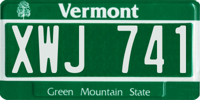 VT license plate XWJ741