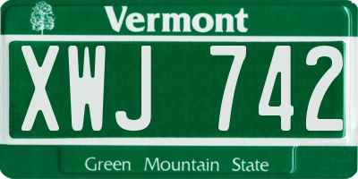 VT license plate XWJ742