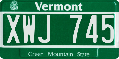 VT license plate XWJ745