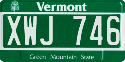 VT license plate XWJ746