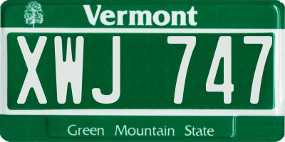 VT license plate XWJ747