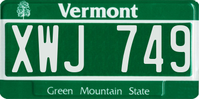 VT license plate XWJ749