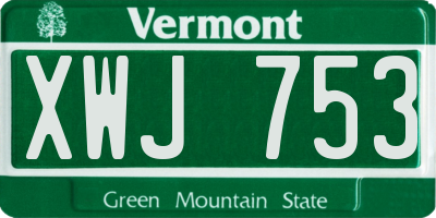 VT license plate XWJ753