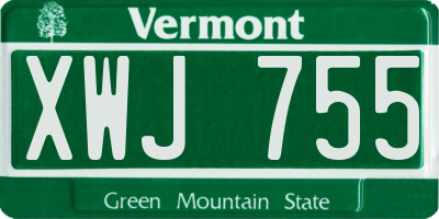 VT license plate XWJ755