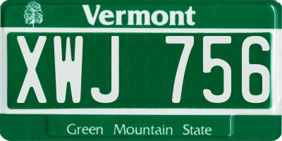 VT license plate XWJ756
