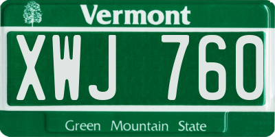 VT license plate XWJ760