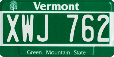 VT license plate XWJ762