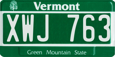 VT license plate XWJ763