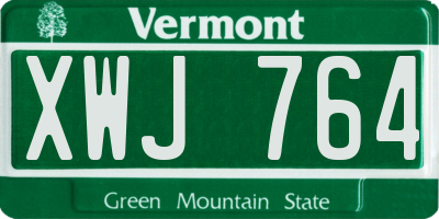 VT license plate XWJ764