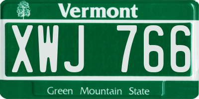 VT license plate XWJ766
